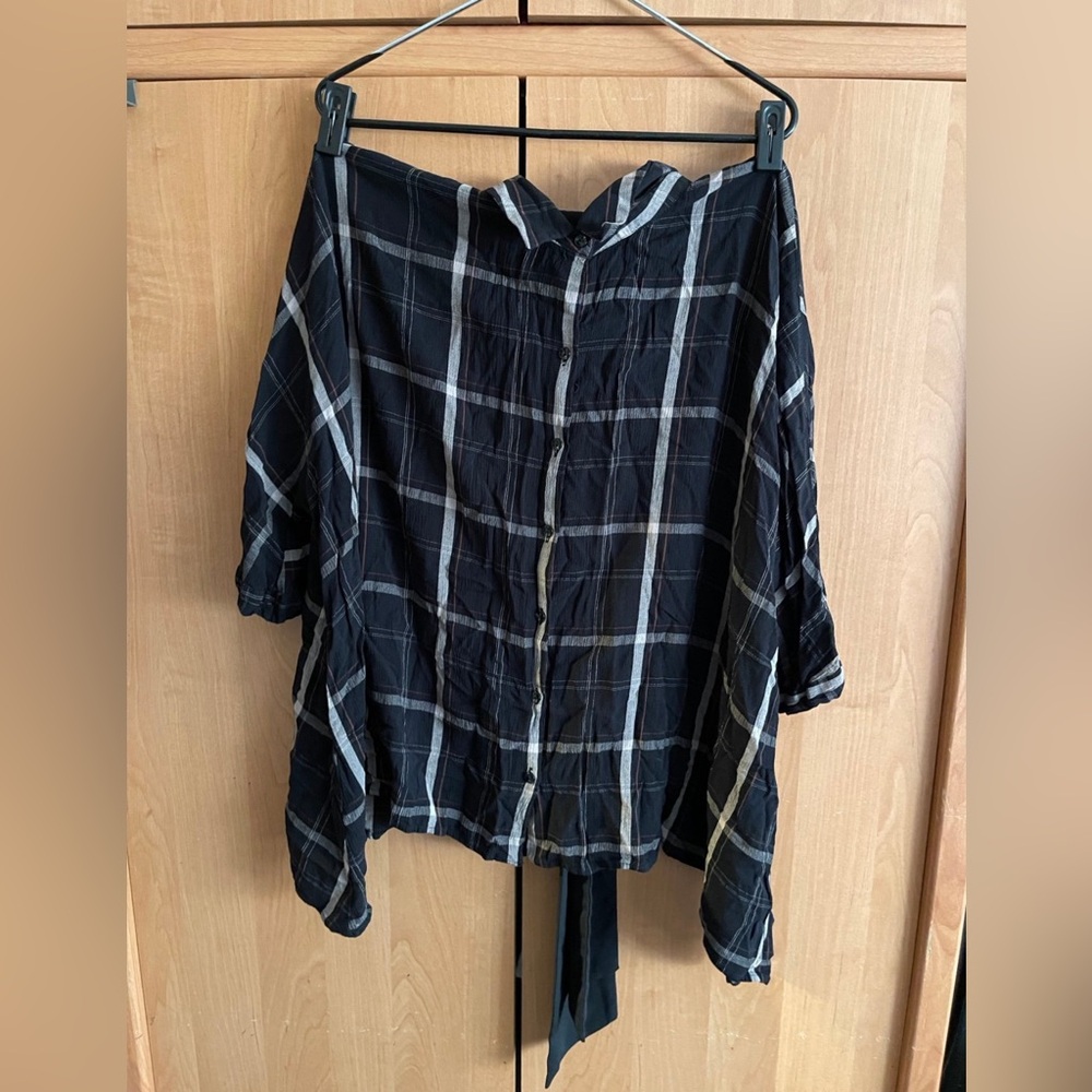Zara Trafaluc Collection Black Plaid Button Shirt Size XL